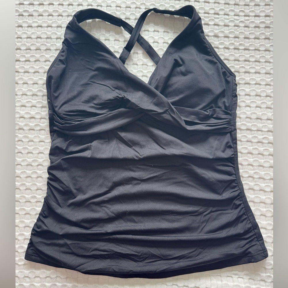 Sea Level Black Rouche Swim Suit Top